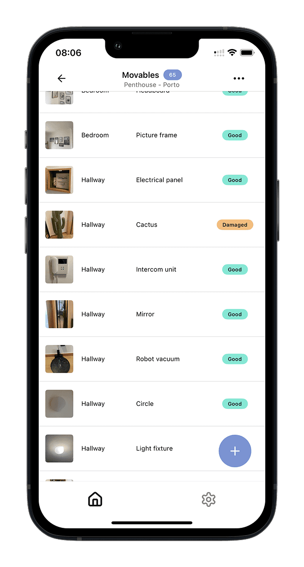 Movables collection screen