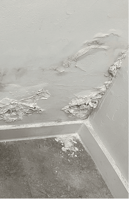 Wall water damage indicating real issues